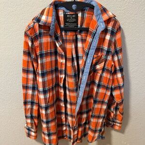 Bogari Orange Plaid Button Down Shirt for Women